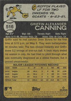 2022 Topps Heritage #516 Griffin Canning Back