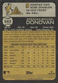 2022 Topps Heritage #543 Brendan Donovan Back