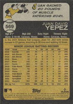 2022 Topps Heritage #569 Juan Yepez Back