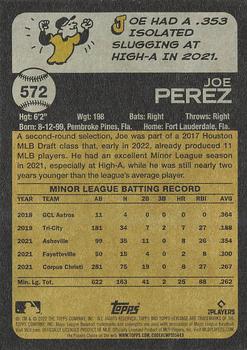 2022 Topps Heritage #572 Joe Perez Back