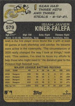 2022 Topps Heritage #579 Isiah Kiner-Falefa Back