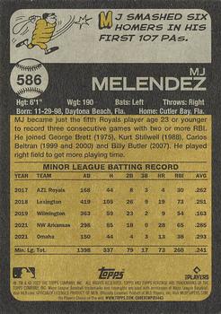 2022 Topps Heritage #586 MJ Melendez Back