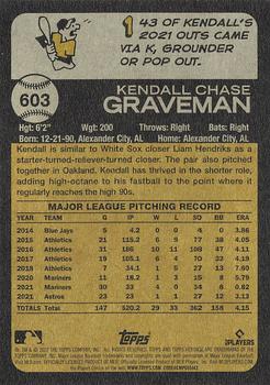 2022 Topps Heritage #603 Kendall Graveman Back