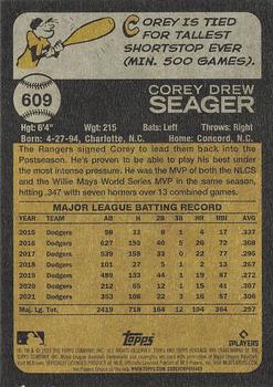 2022 Topps Heritage #609 Corey Seager Back