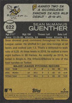 2022 Topps Heritage #622 Sean Guenther Back