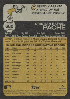 2022 Topps Heritage #680 Cristian Pache Back