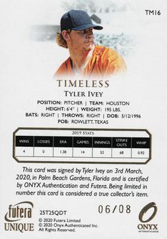 2020 Futera Unique Prospects & Legends - Timeless #TM16 Tyler Ivey Back