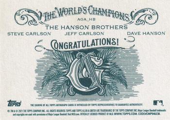 2021 Topps Allen & Ginter - Triple Autograph #AGA-HB Hanson Brothers Back