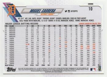2021 Topps Chrome - Pink Refractor #10 Miguel Cabrera Back
