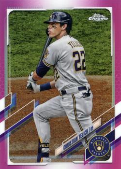 2021 Topps Chrome - Pink Refractor #18 Christian Yelich Front
