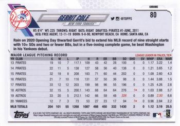 2021 Topps Chrome - Pink Refractor #80 Gerrit Cole Back