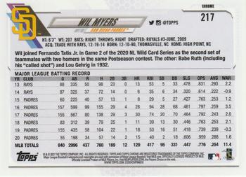 2021 Topps Chrome - Prism Refractor #217 Wil Myers Back