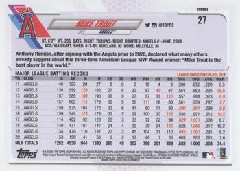 2021 Topps Chrome - Negative Refractor #27 Mike Trout Back