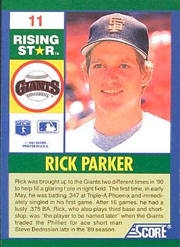 1991 Score 100 Rising Stars #11 Rick Parker Back