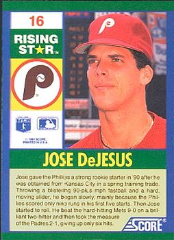 1991 Score 100 Rising Stars #16 Jose DeJesus Back