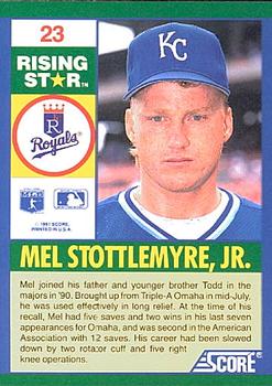 1991 Score 100 Rising Stars #23 Mel Stottlemyre Back
