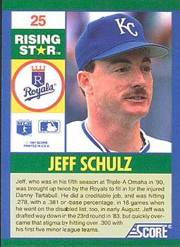 1991 Score 100 Rising Stars #25 Jeff Schulz Back