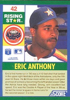 1991 Score 100 Rising Stars #42 Eric Anthony Back