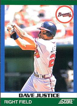 1991 Score 100 Rising Stars #45 Dave Justice Front