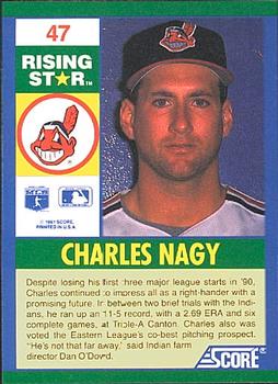 1991 Score 100 Rising Stars #47 Charles Nagy Back