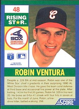 1991 Score 100 Rising Stars #48 Robin Ventura Back