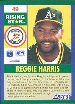 1991 Score 100 Rising Stars #49 Reggie Harris Back