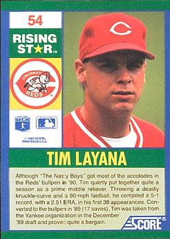 1991 Score 100 Rising Stars #54 Tim Layana Back