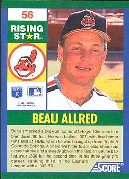 1991 Score 100 Rising Stars #56 Beau Allred Back