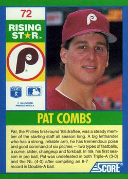 1991 Score 100 Rising Stars #72 Pat Combs Back