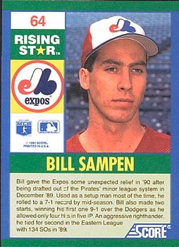 1991 Score 100 Rising Stars #64 Bill Sampen Back