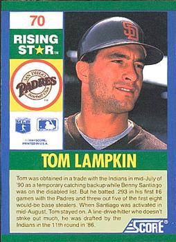 1991 Score 100 Rising Stars #70 Tom Lampkin Back