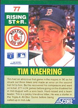 1991 Score 100 Rising Stars #77 Tim Naehring Back