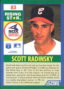 1991 Score 100 Rising Stars #83 Scott Radinsky Back
