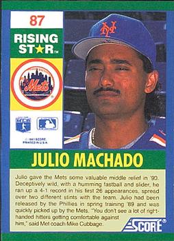 1991 Score 100 Rising Stars #87 Julio Machado Back