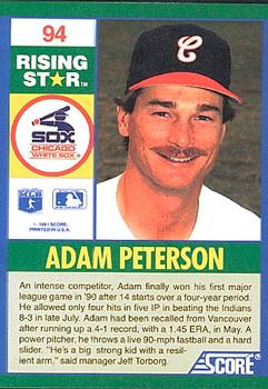 1991 Score 100 Rising Stars #94 Adam Peterson Back