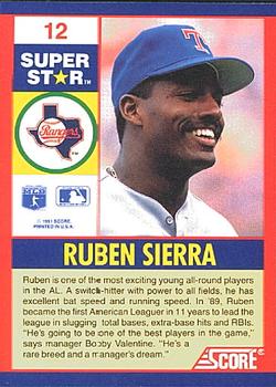 1991 Score 100 Superstars #12 Ruben Sierra Back