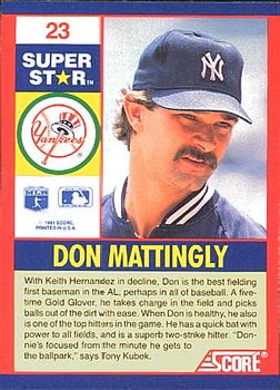 1991 Score 100 Superstars #23 Don Mattingly Back