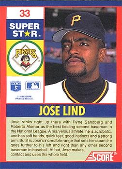 1991 Score 100 Superstars #33 Jose Lind Back