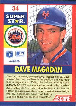 1991 Score 100 Superstars #34 Dave Magadan Back