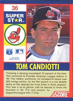 1991 Score 100 Superstars #36 Tom Candiotti Back