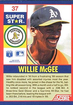 1991 Score 100 Superstars #37 Willie McGee Back