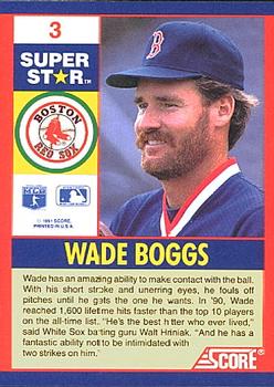 1991 Score 100 Superstars #3 Wade Boggs Back