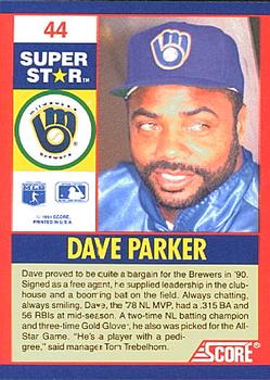 1991 Score 100 Superstars #44 Dave Parker Back