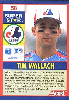 1991 Score 100 Superstars #58 Tim Wallach Back