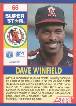 1991 Score 100 Superstars #66 Dave Winfield Back