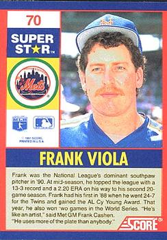 1991 Score 100 Superstars #70 Frank Viola Back