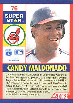 1991 Score 100 Superstars #76 Candy Maldonado Back