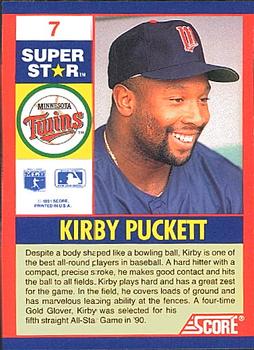 1991 Score 100 Superstars #7 Kirby Puckett Back