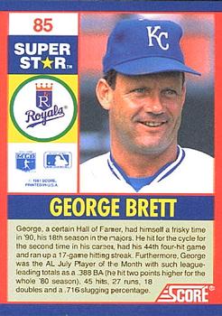 1991 Score 100 Superstars #85 George Brett Back