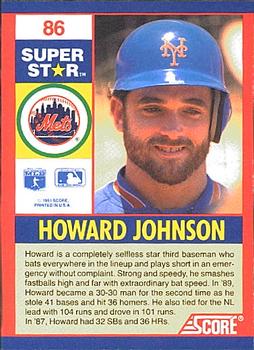 1991 Score 100 Superstars #86 Howard Johnson Back